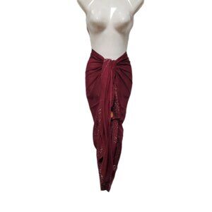 Womens Sarong Cotton Wrap, Handpainted Batik Wrapskirt Beach Pareo Beachwear-NEW